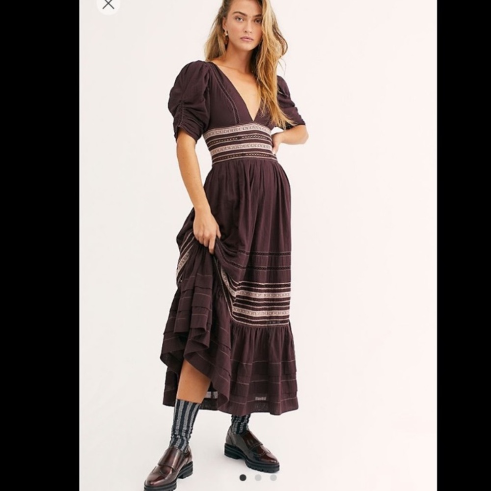 Free People Embroidered Midi Dress